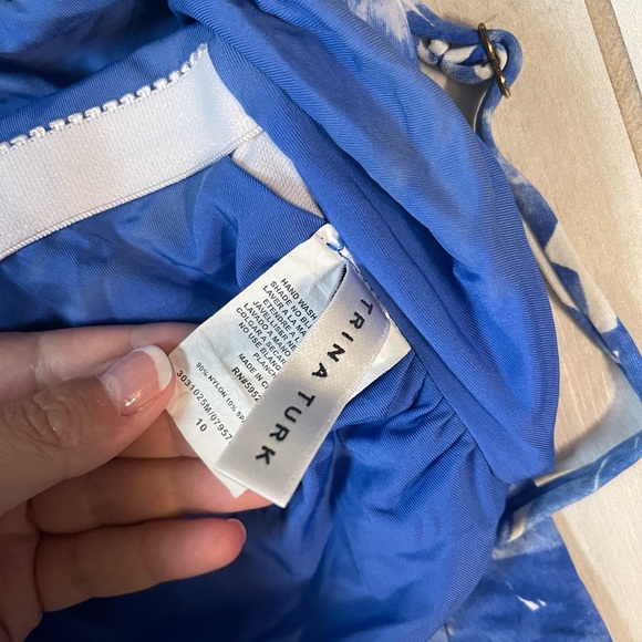 Trina Turk blue one piece swimsuit with matching cover up - Picture 2 of 3